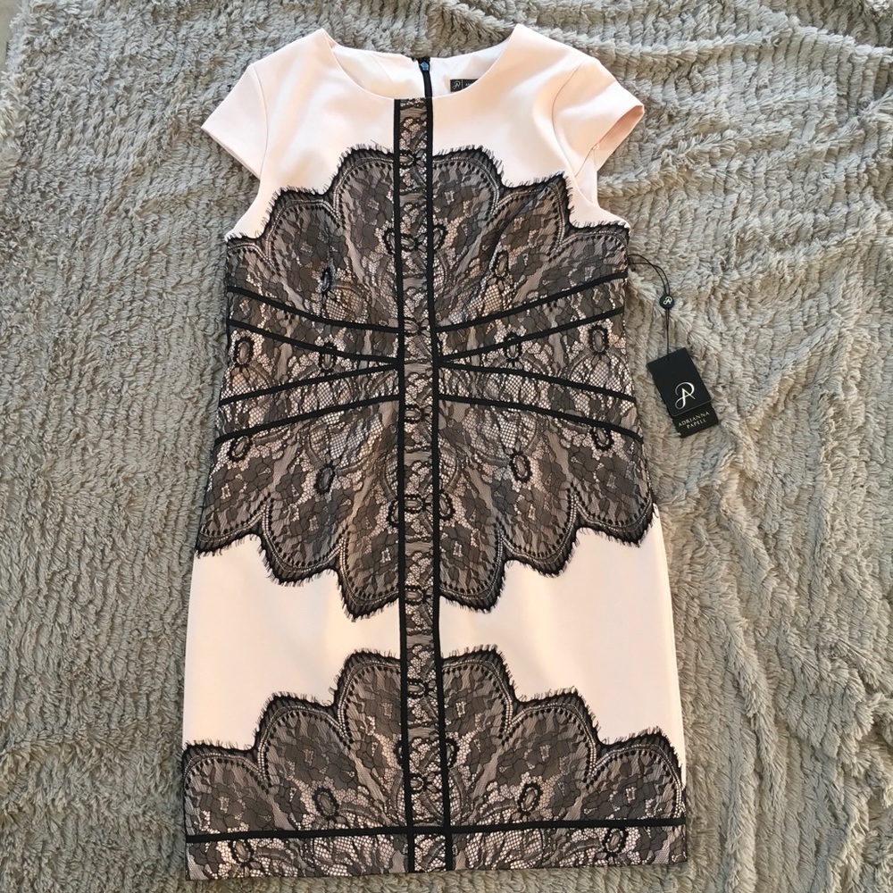 Stitch Fix Adrianna Papell pink lace dress - Picture 2 of 8